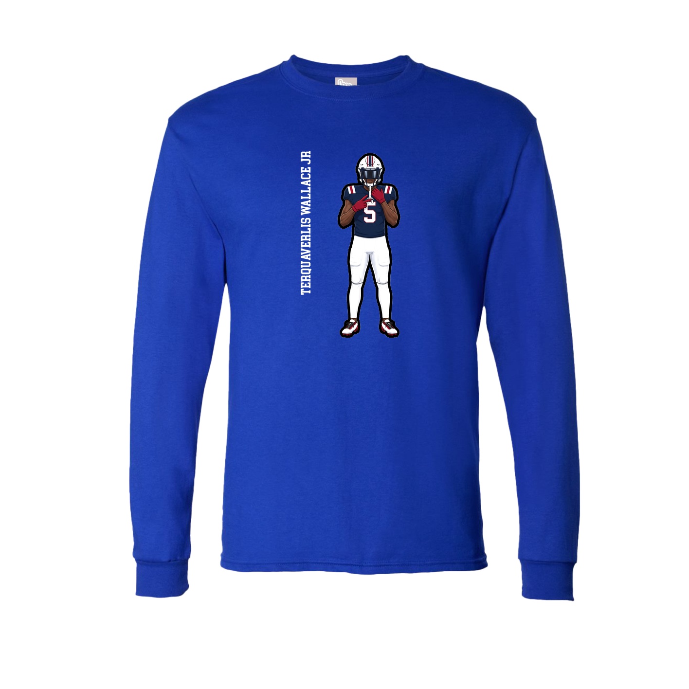 Long Sleeve Tee — Name Vertical in Royal