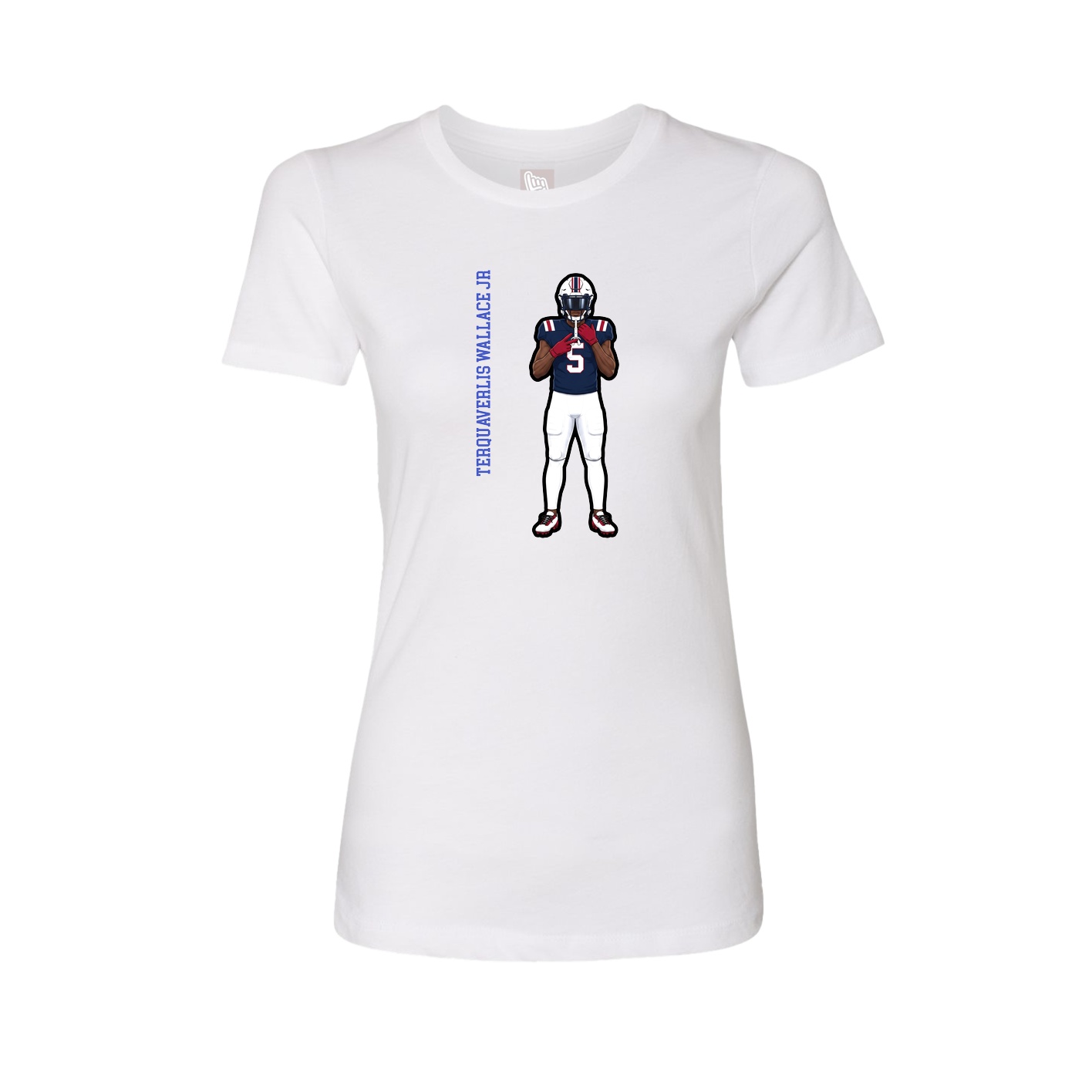 Womens Tee — Name Vertical in White
