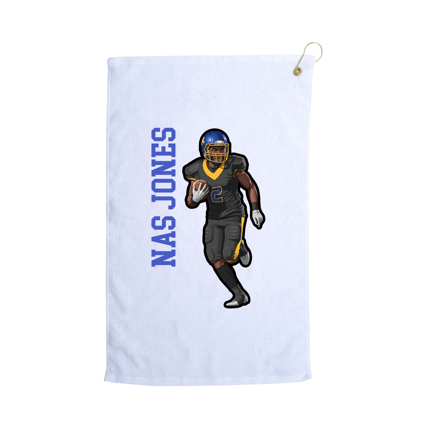 Golf Towel — Name Vertical in White