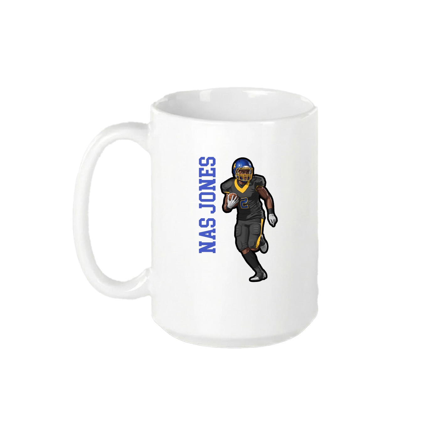 15oz Coffee Mug — Name Vertical in White