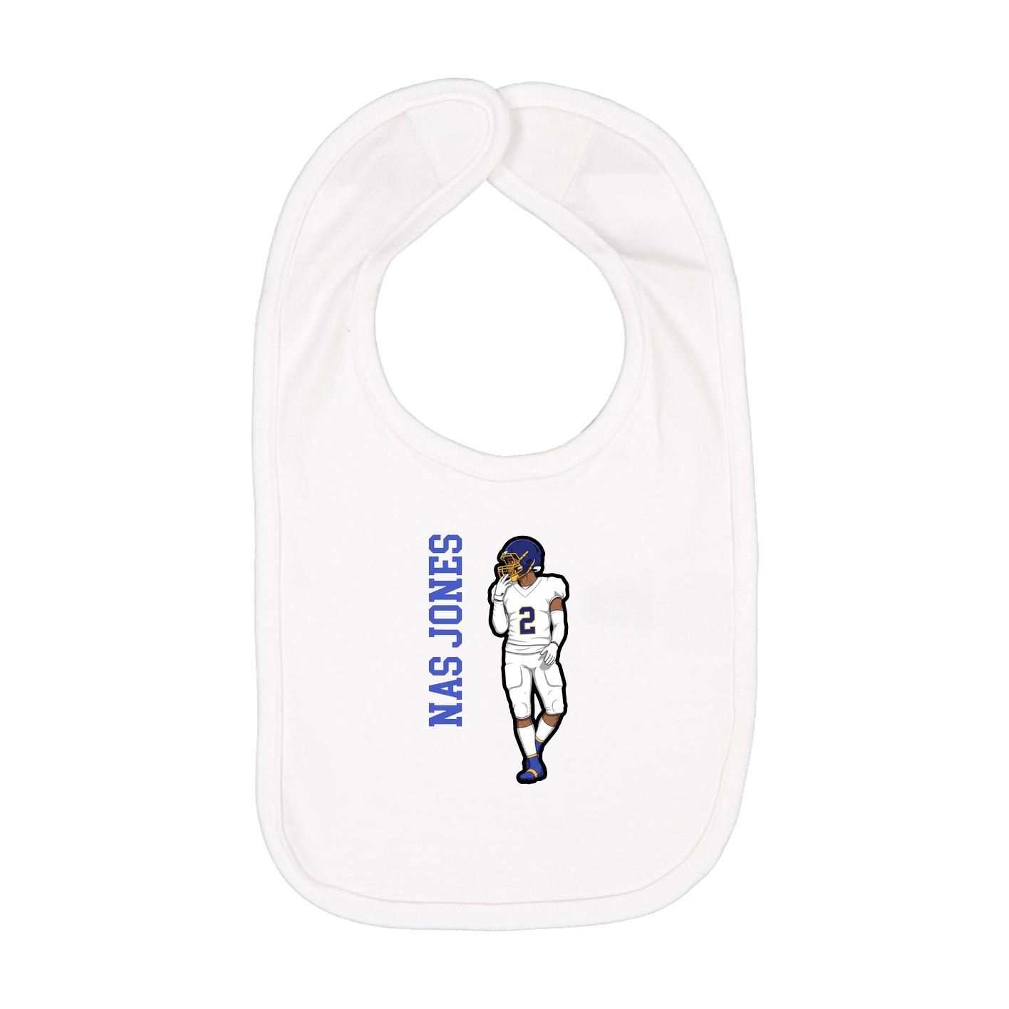 Infant Bib — Name Vertical in White