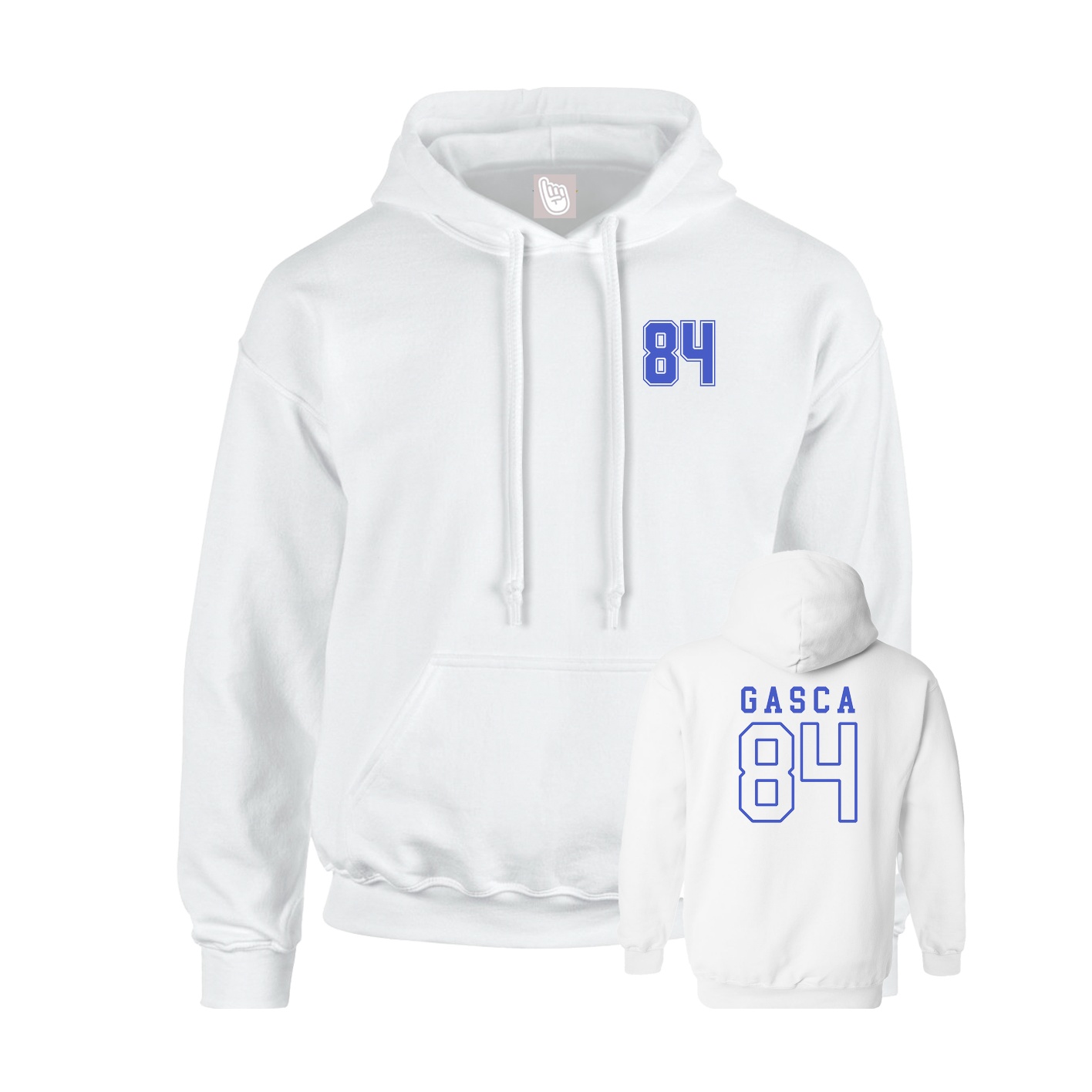 Youth Hoodie — Chest Back in White