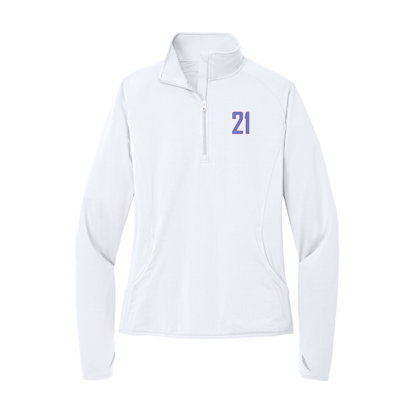 Women's Q-Zip Pullover — Front Shirsy in White