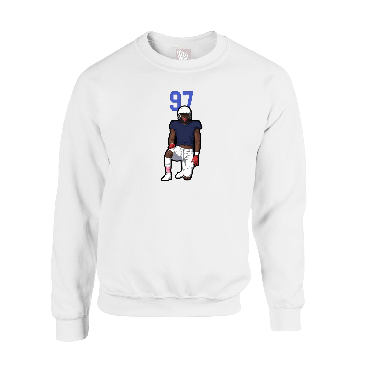 Fleece Crew — Number Top in White