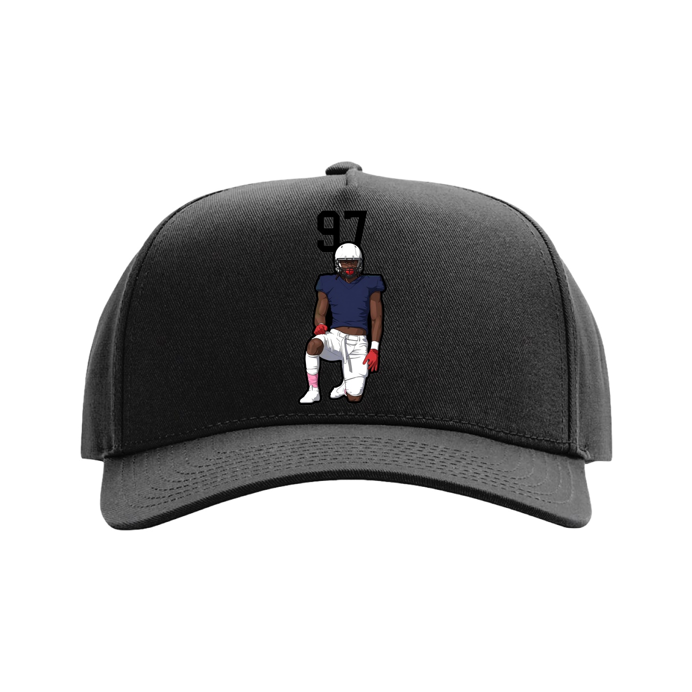 Full Fabric Five-Panel Champ Cap — Number Top in Black