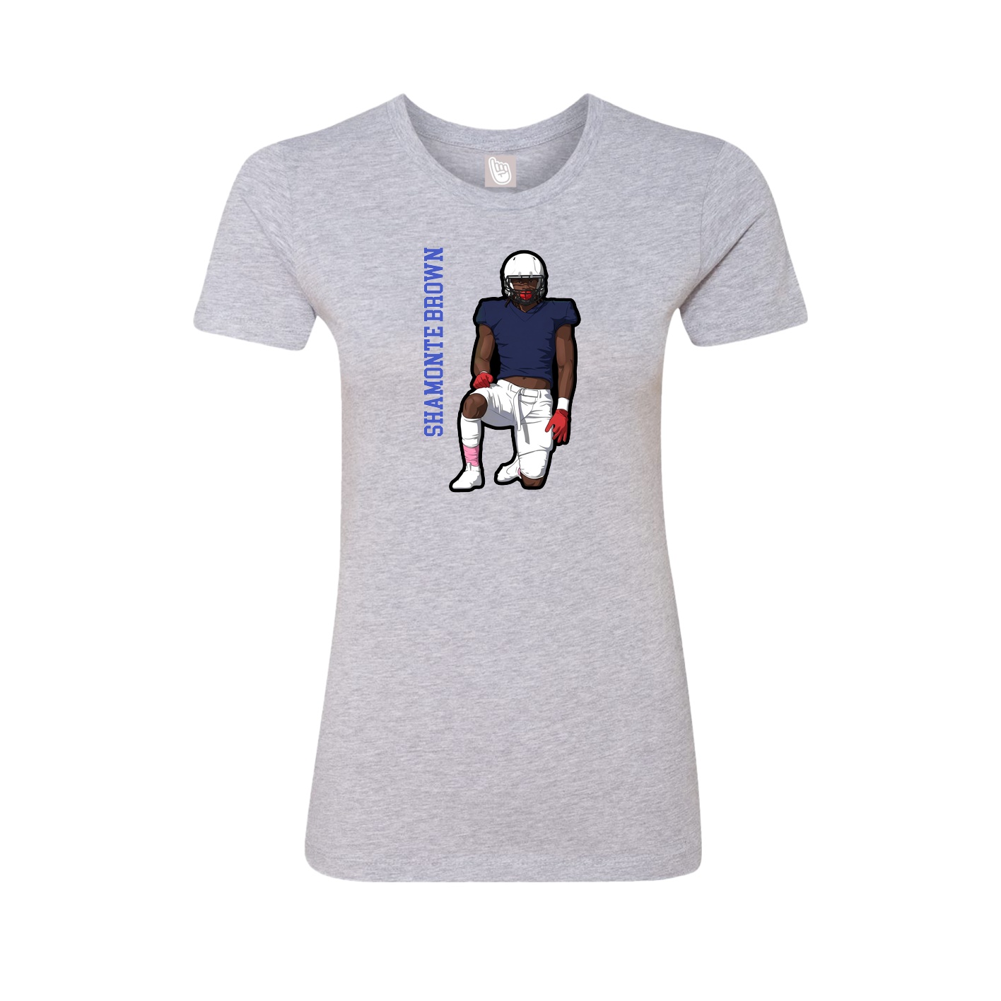 Fitted Women's Tee — Name Vertical in Grey