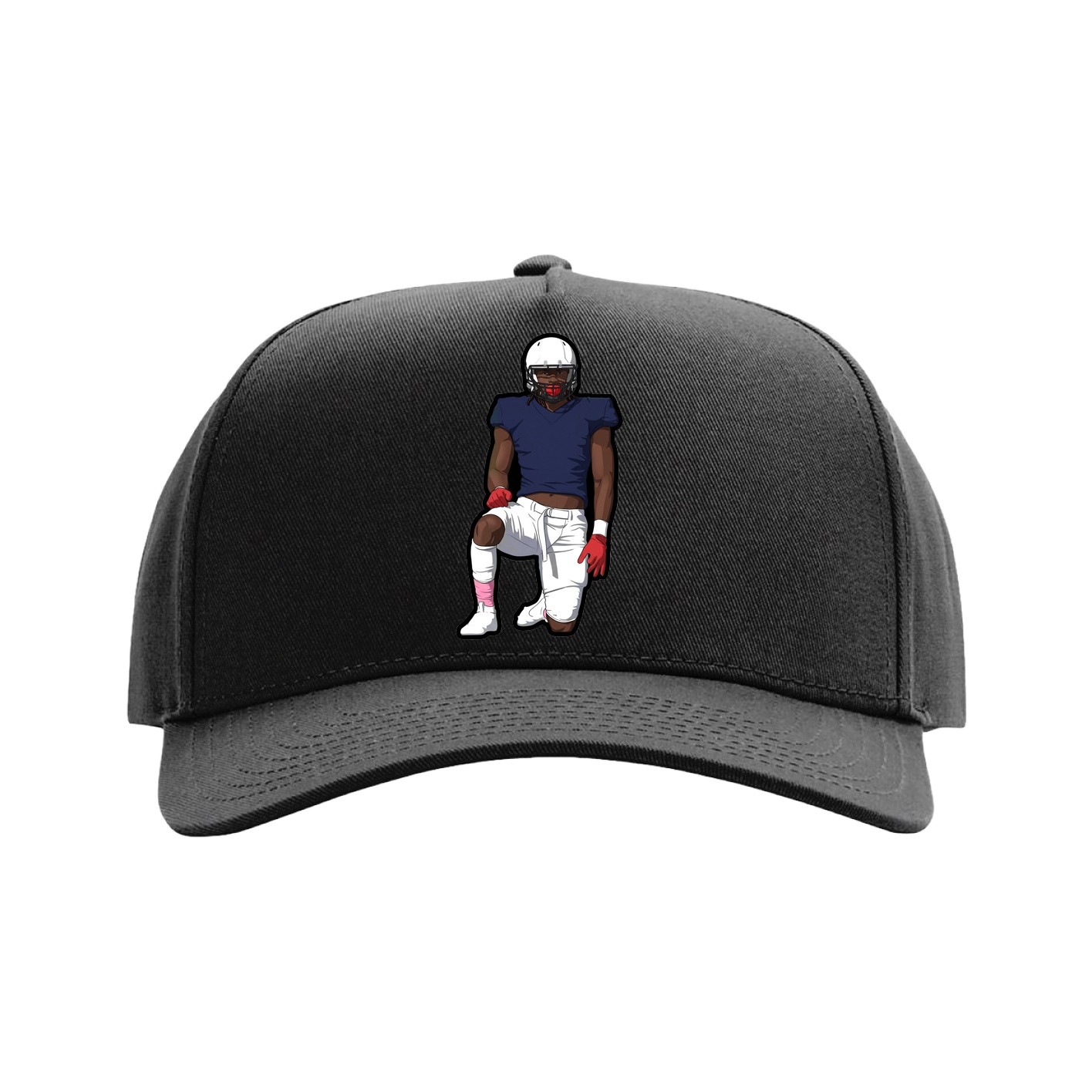 Full Fabric Five-Panel Champ Cap — Name Vertical in Black