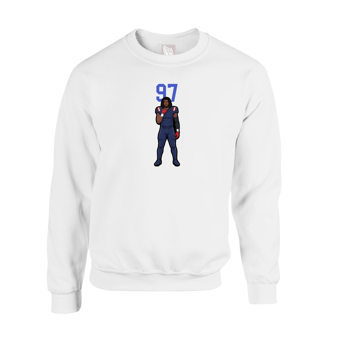 Fleece Crew — Number Top in White