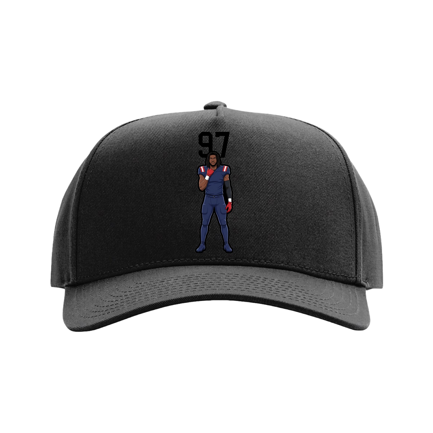Full Fabric Five-Panel Champ Cap — Number Top in Black