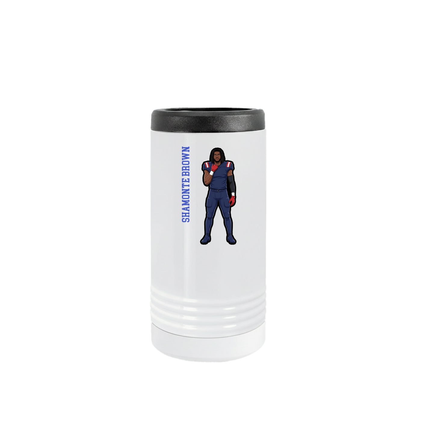 Slim Beverage Holder — Name Vertical in White