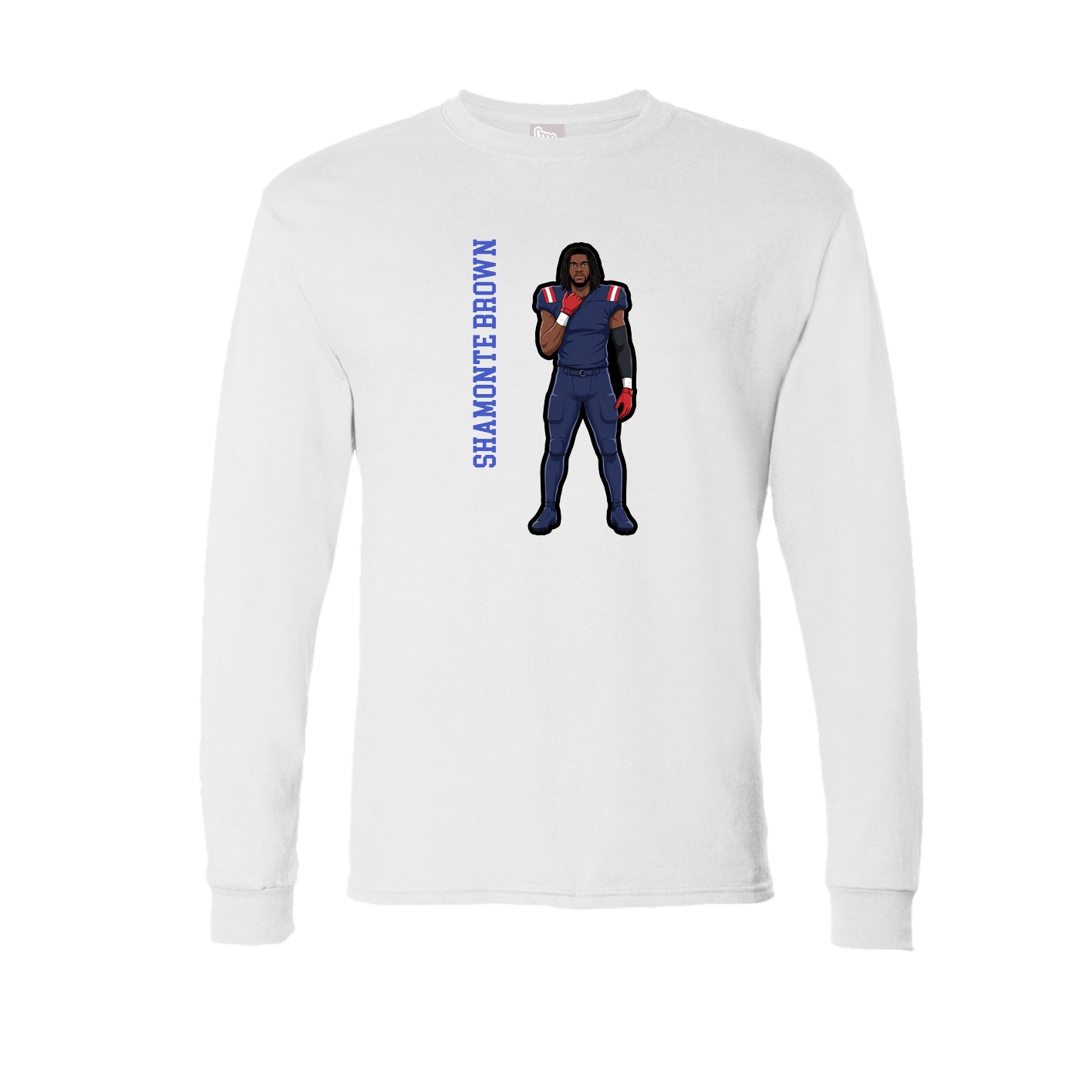 Long Sleeve Tee — Name Vertical in White