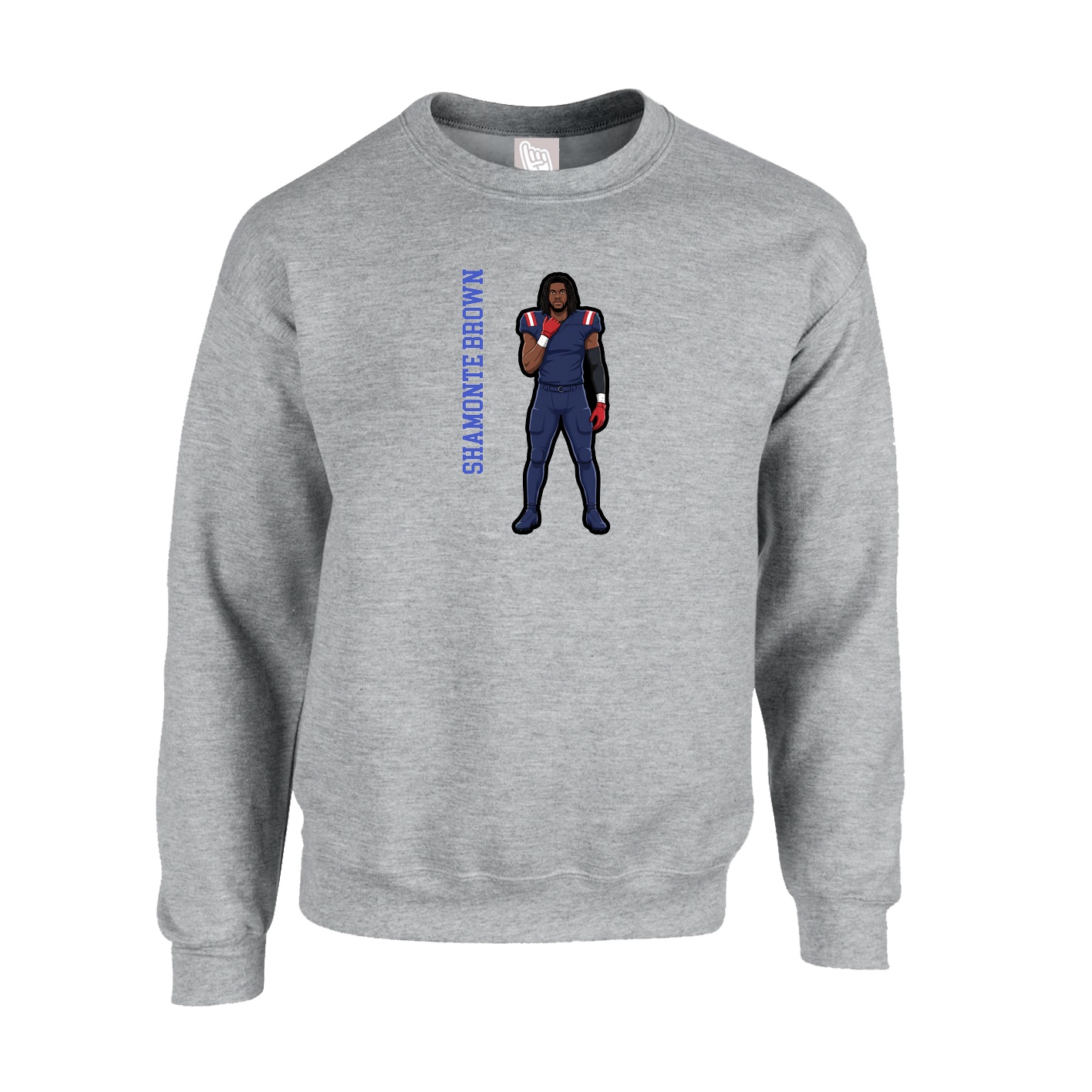 Fleece Crew — Name Vertical in Grey