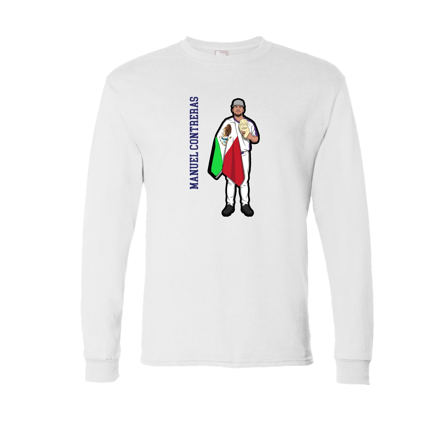 Long Sleeve Tee — Name Vertical in White