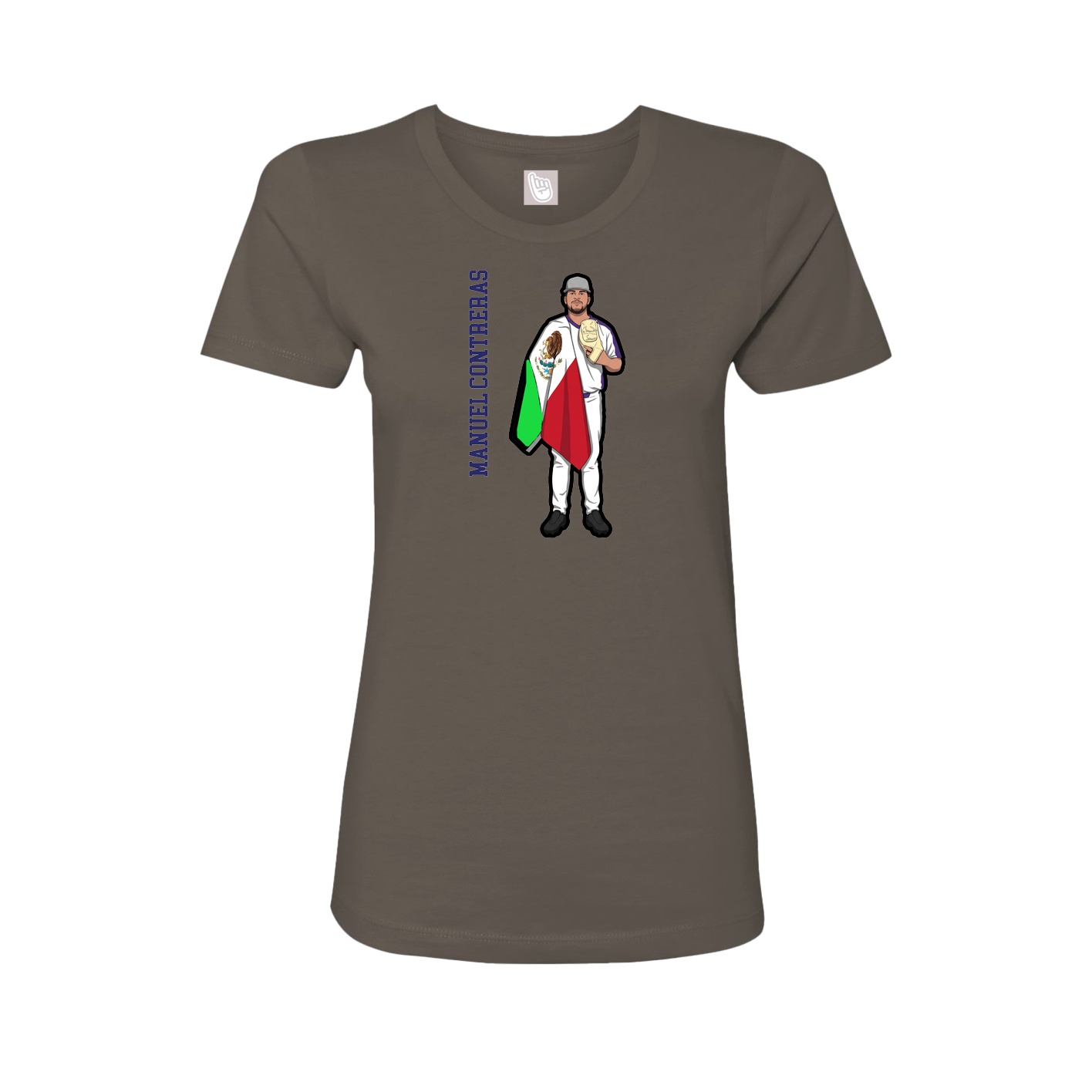 Fitted Women's Tee — Name Vertical in Grey