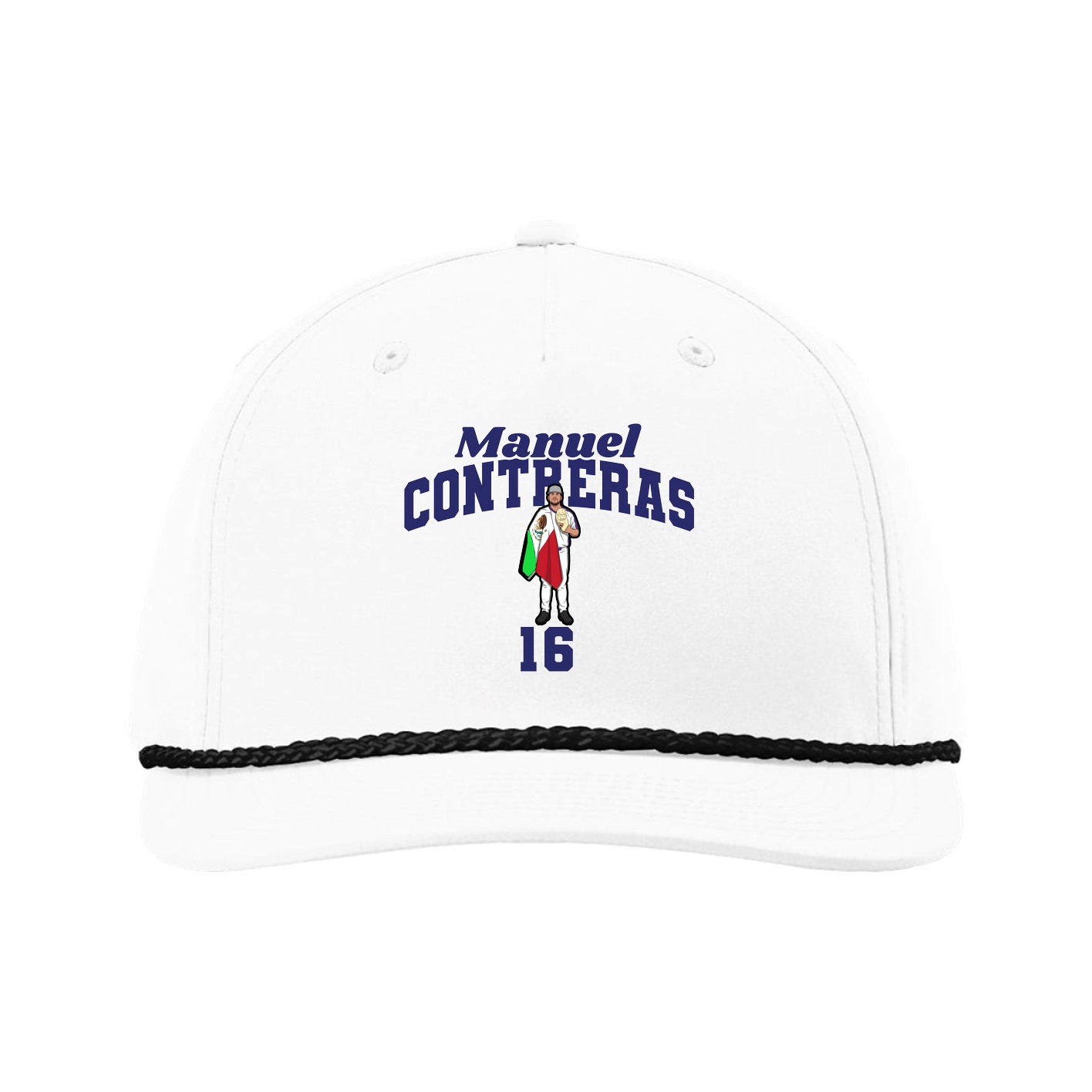 Five-Panel Classic Rope Cap — Signature Arch in White