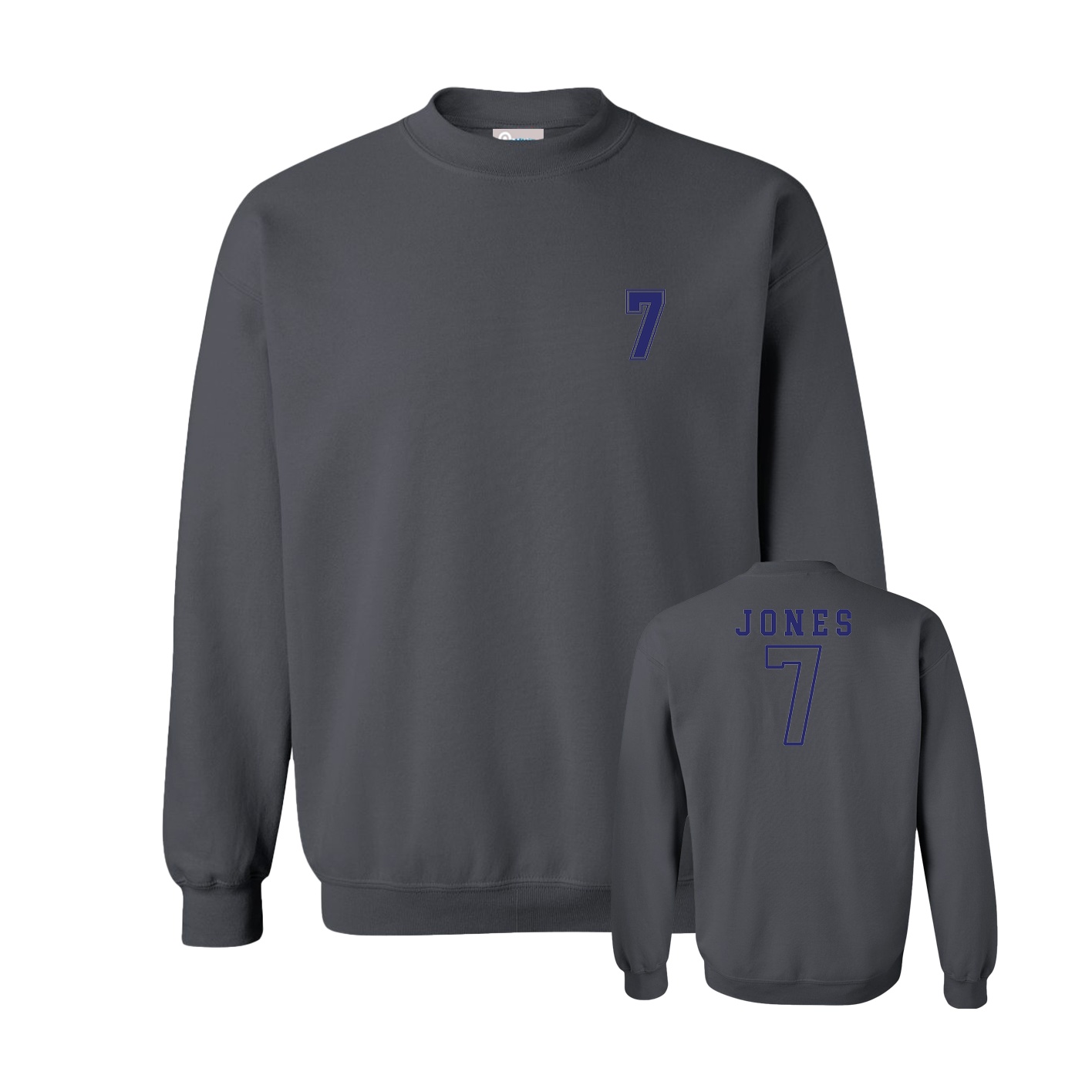 Fleece Crew — Chest Back in Grey