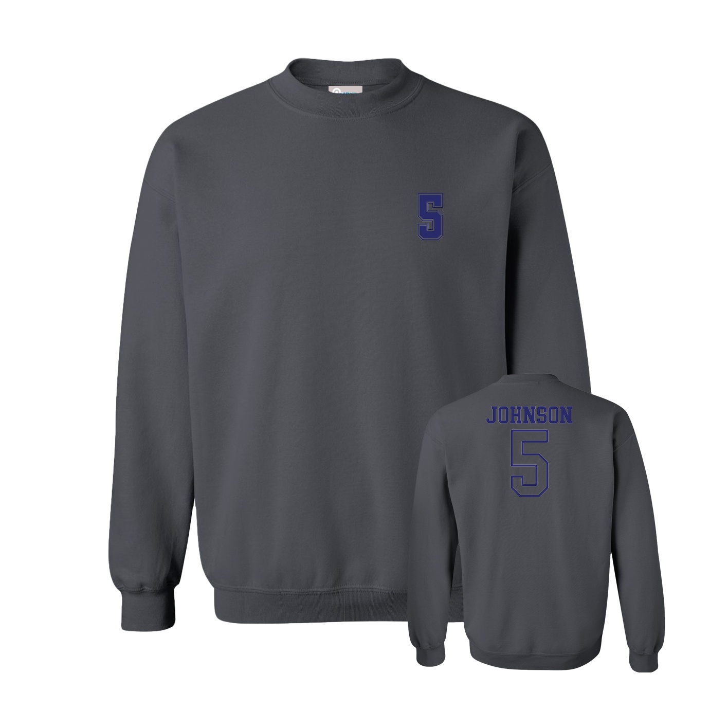 Fleece Crew — Chest Back in Grey
