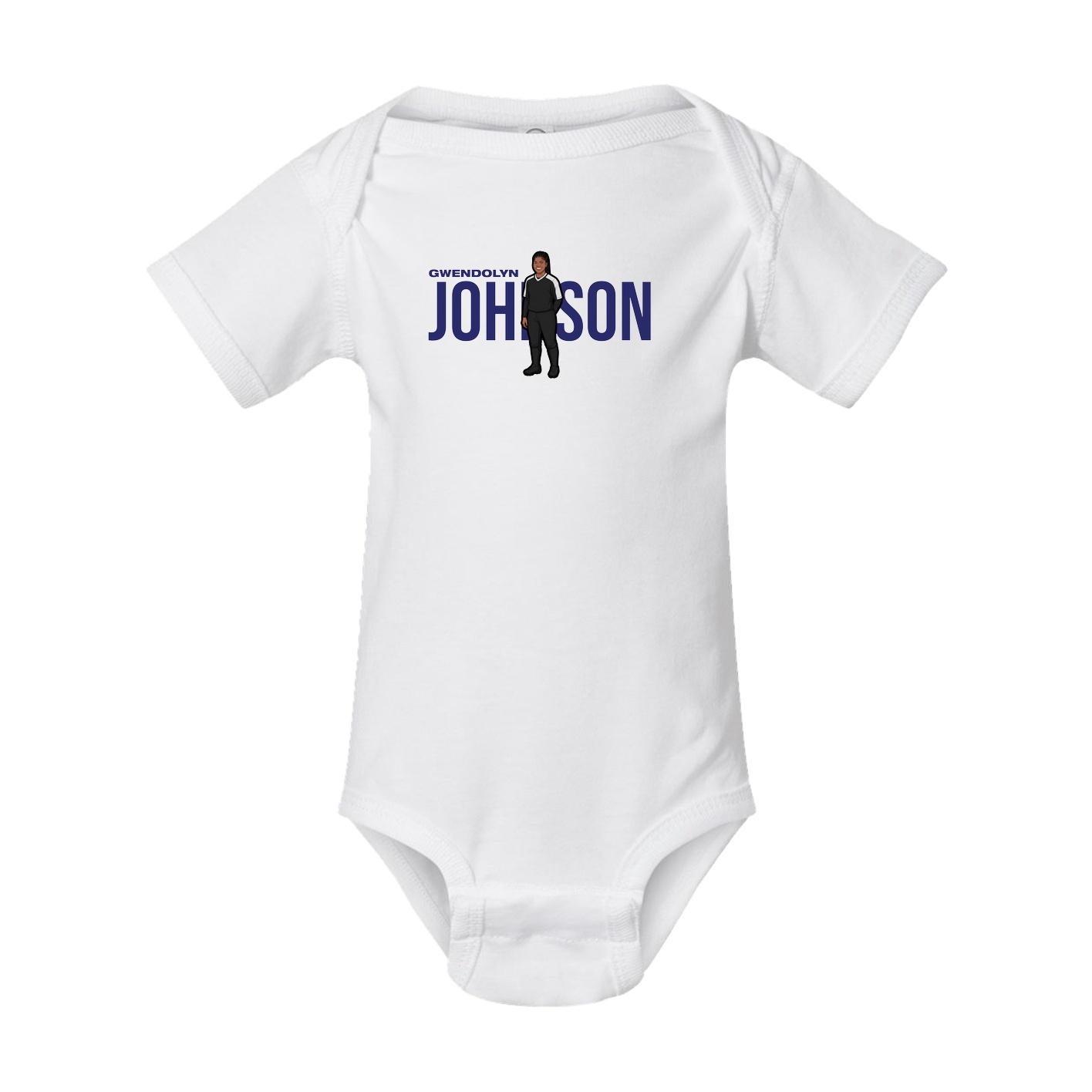Baby Onesie — Player Name in White