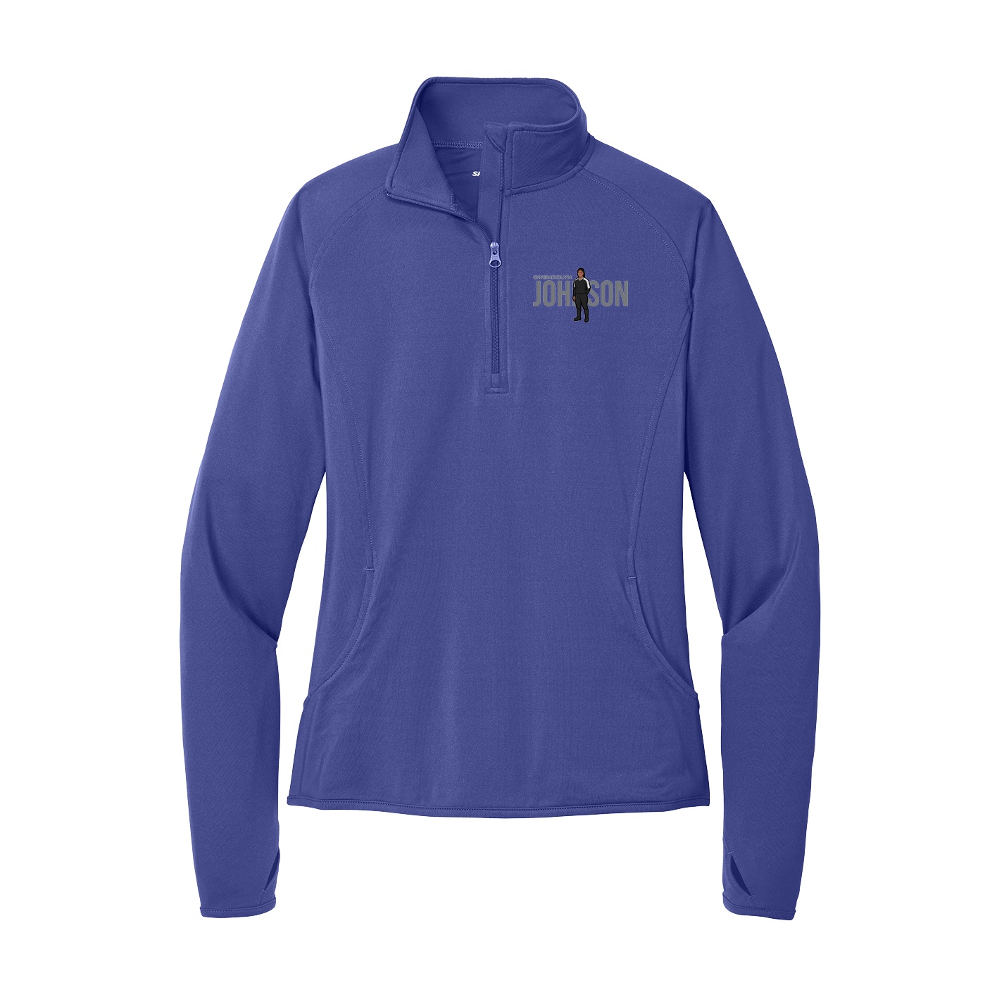 Women's Q-Zip Pullover — Player Name in Purple