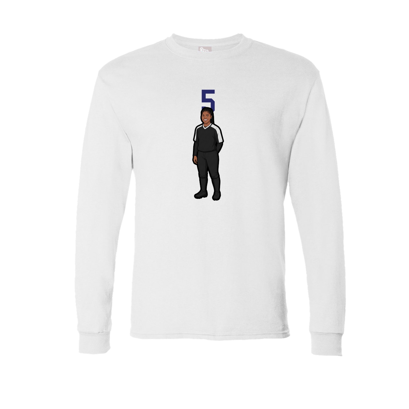 Long Sleeve Tee — Number Top in White