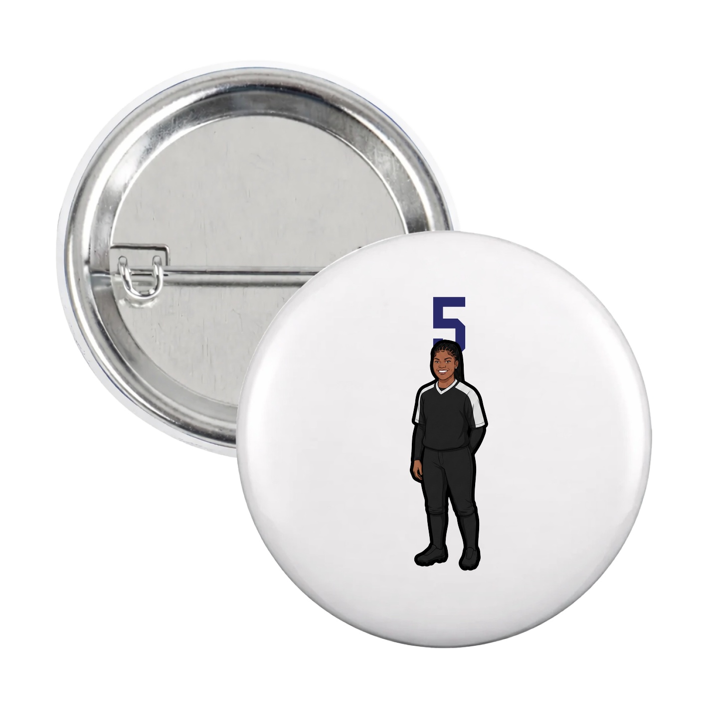 Game Day Button — Number Top in White