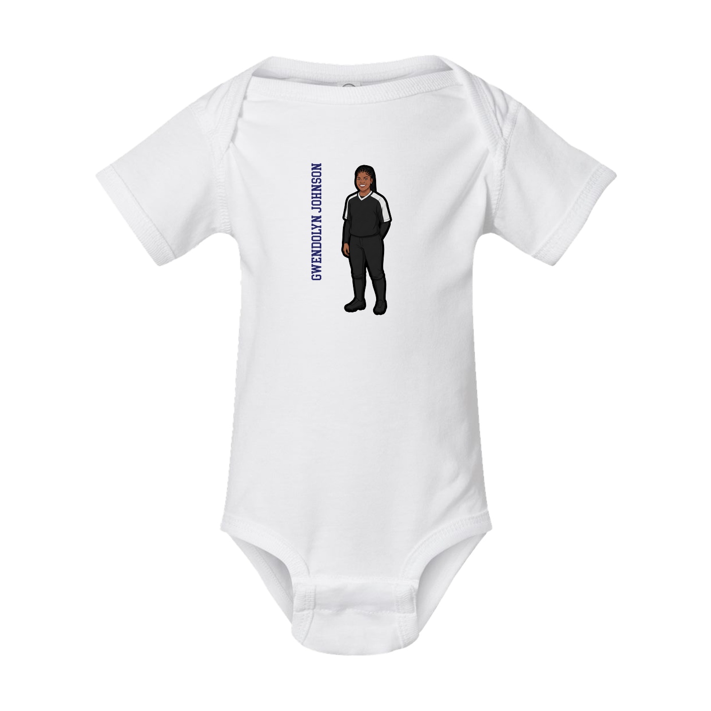 Baby Onesie — Name Vertical in White