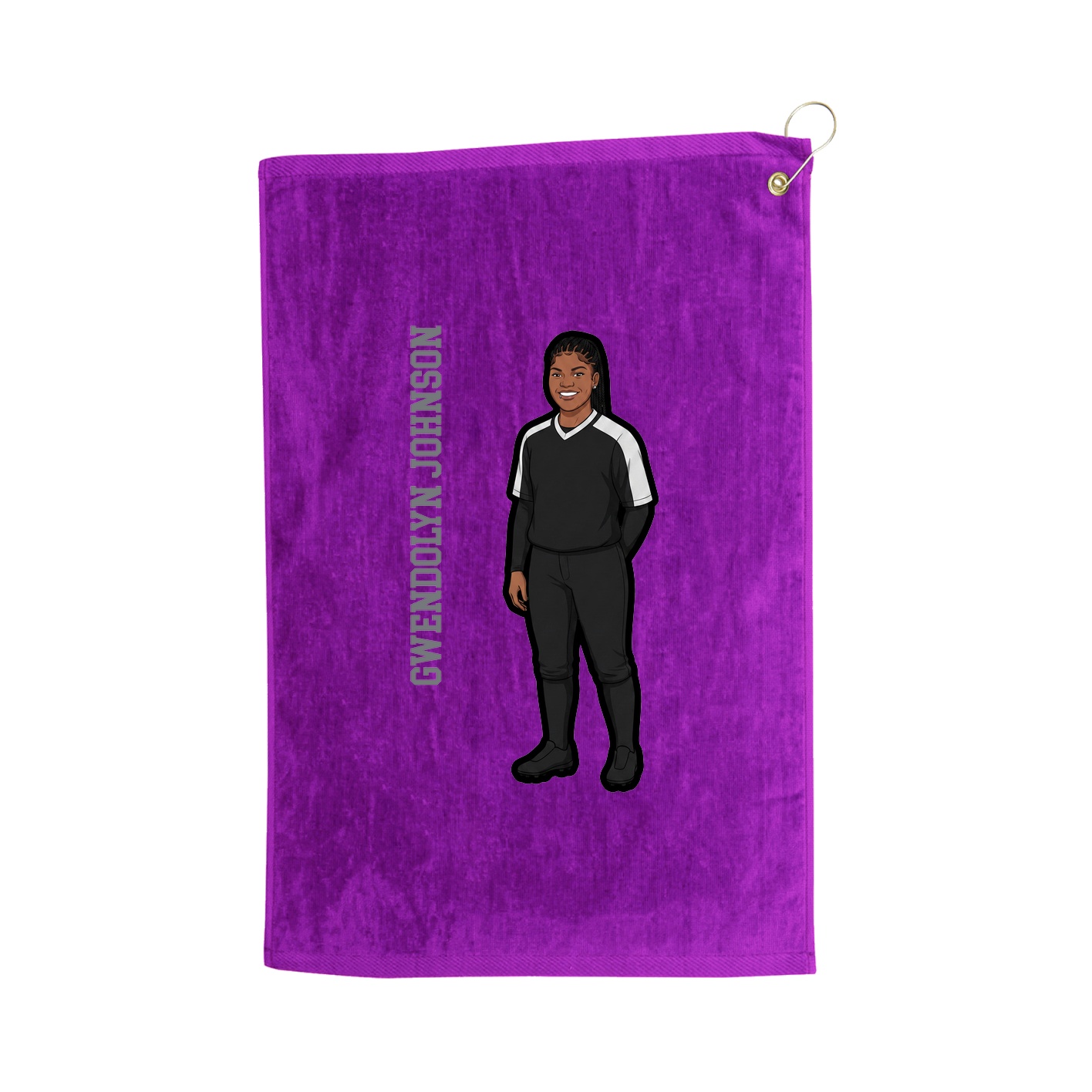 Golf Towel — Name Vertical in Purple