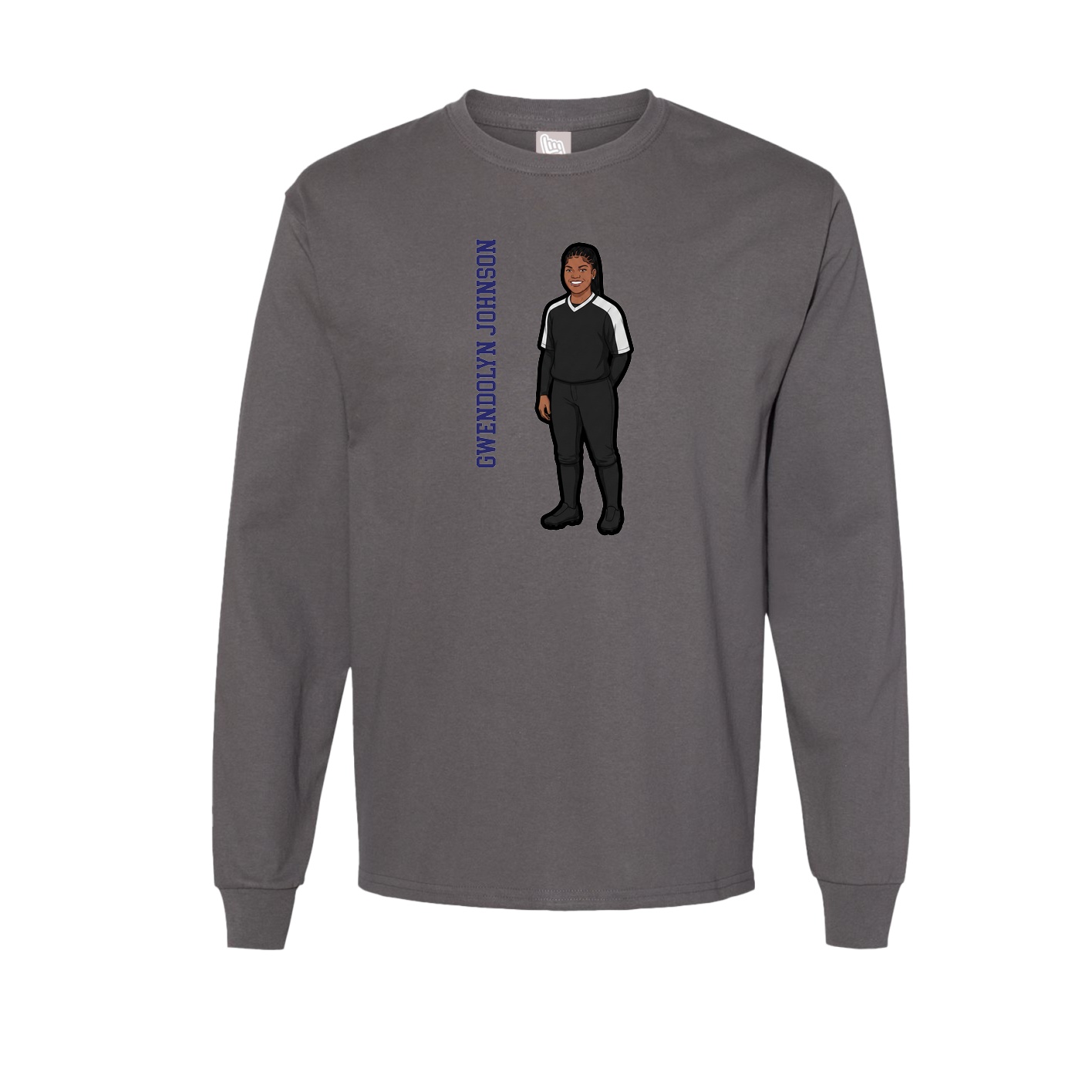 Long Sleeve Tee — Name Vertical in Grey
