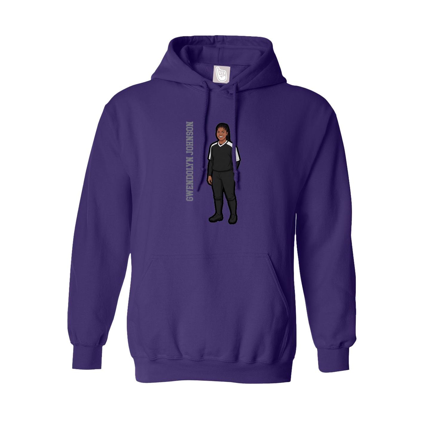 Youth Hoodie — Name Vertical in Purple