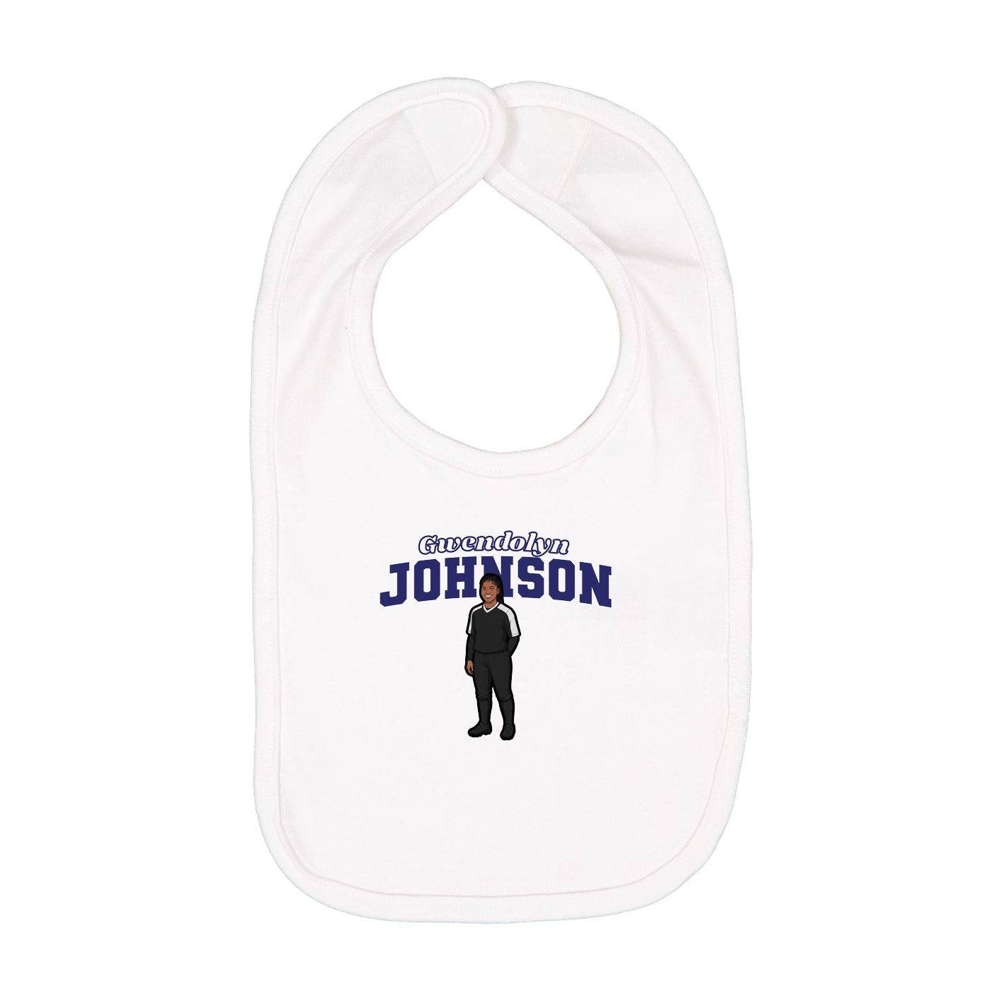 Infant Bib — Name Arch in White