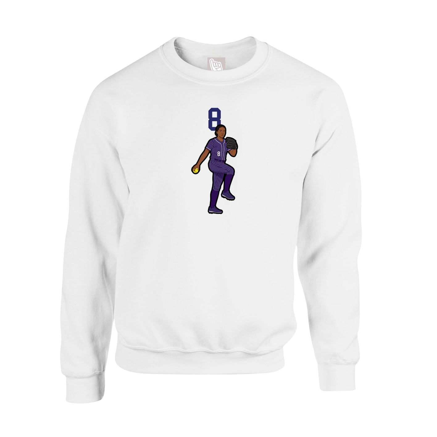 Fleece Crew — Number Top in White