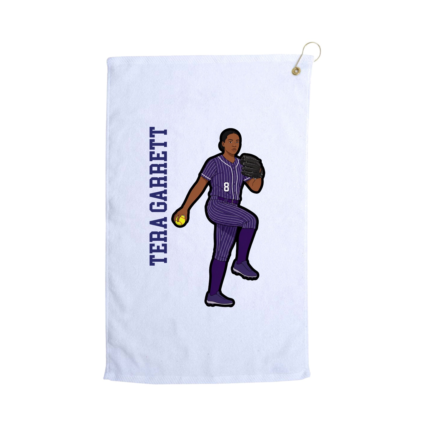 Golf Towel — Name Vertical in White