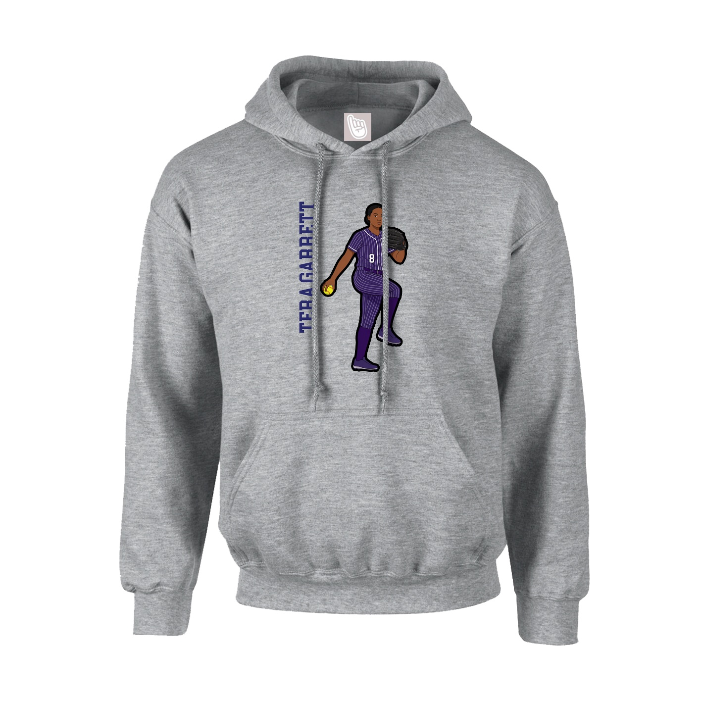 Hoodie — Name Vertical in Grey