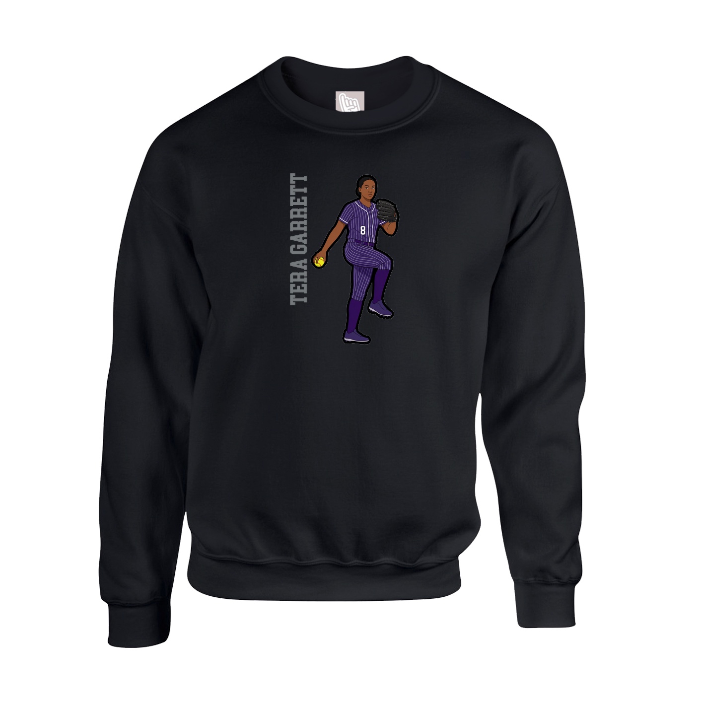 Fleece Crew — Name Vertical in Black