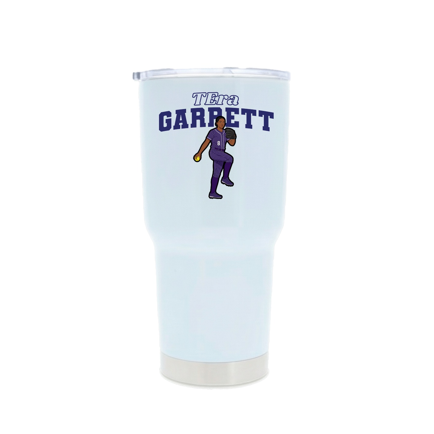 30oz Stainless Steel Tumbler — Name Arch in White