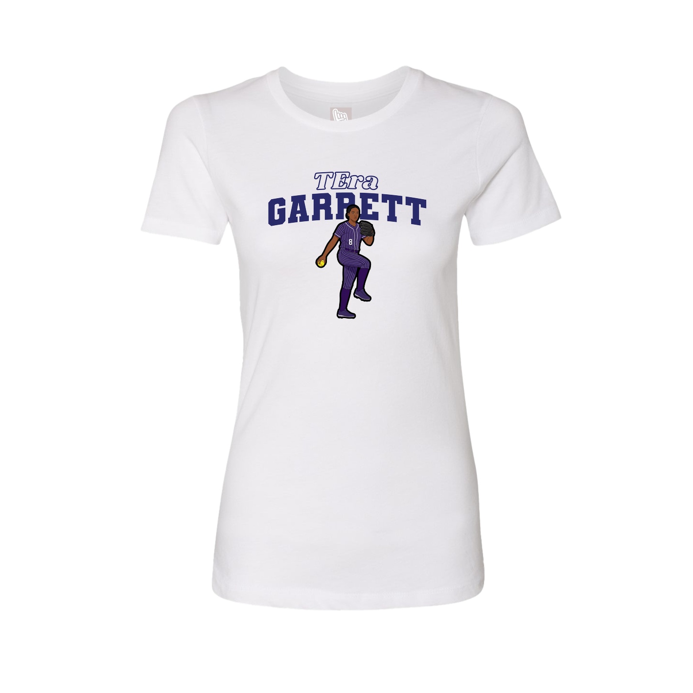 Fitted Women's Tee — Name Arch in White