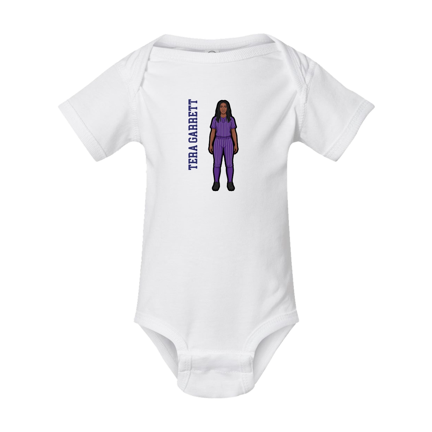 Baby Onesie — Name Vertical in White