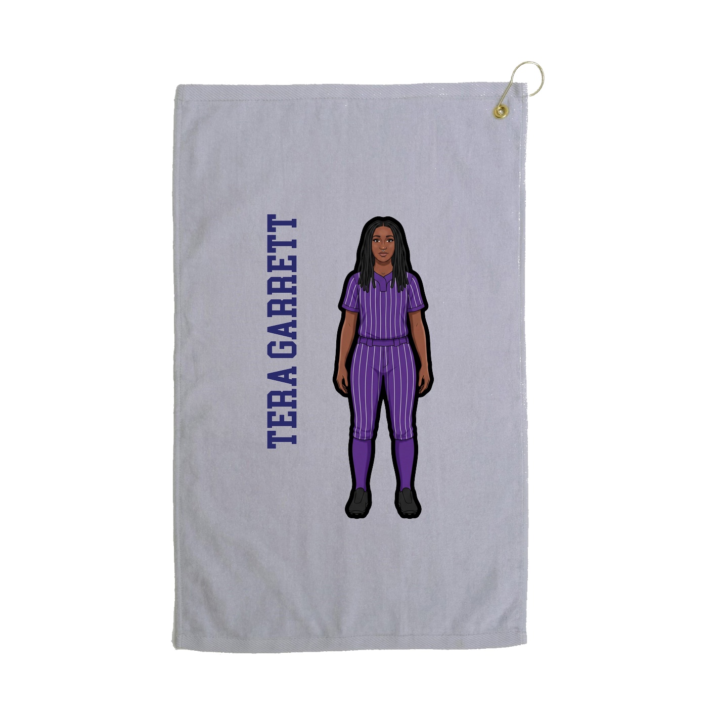 Golf Towel — Name Vertical in Grey