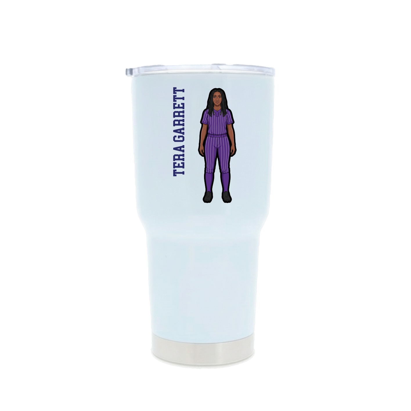 30oz Stainless Steel Tumbler — Name Vertical in White