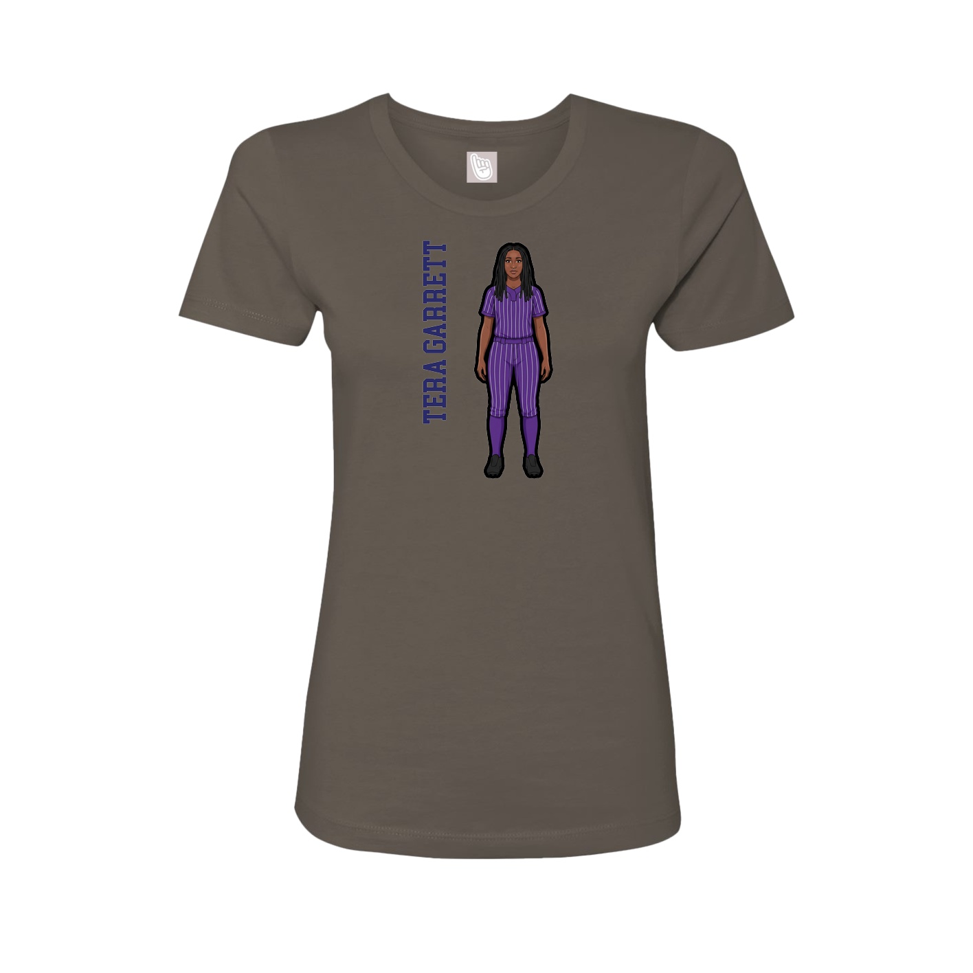 Fitted Women's Tee — Name Vertical in Grey