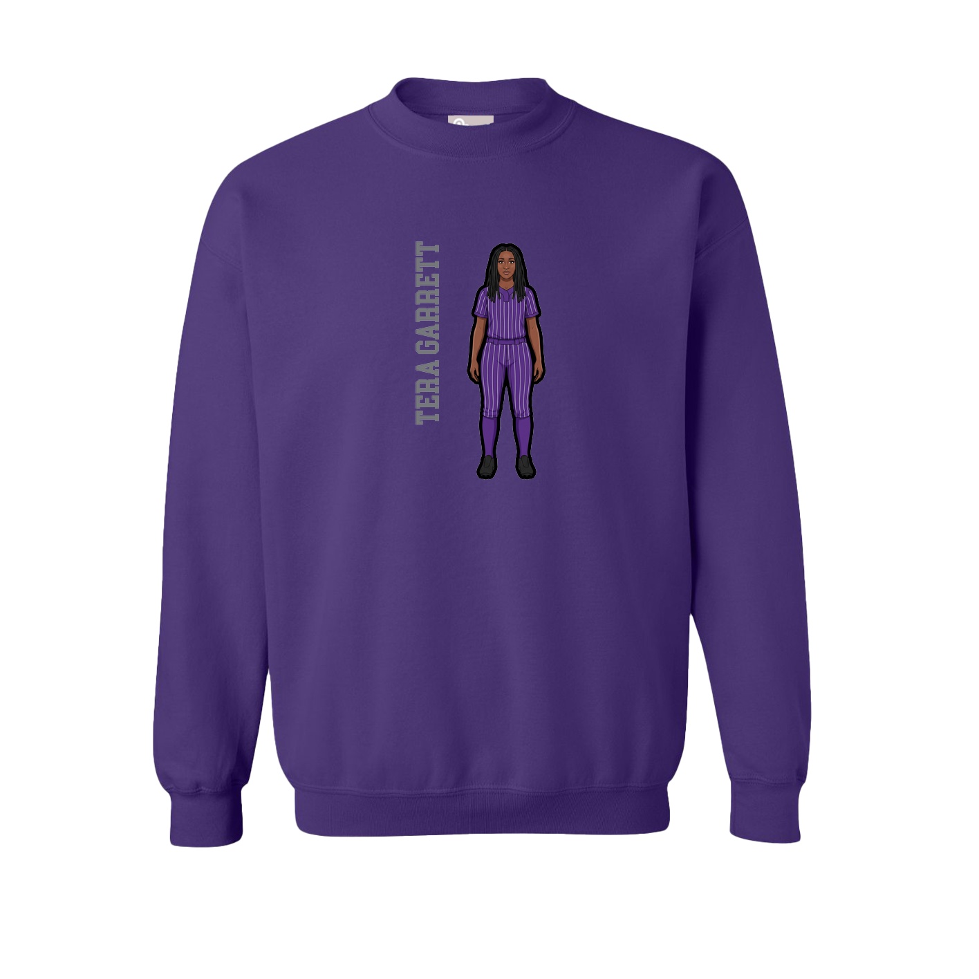 Fleece Crew — Name Vertical in Purple