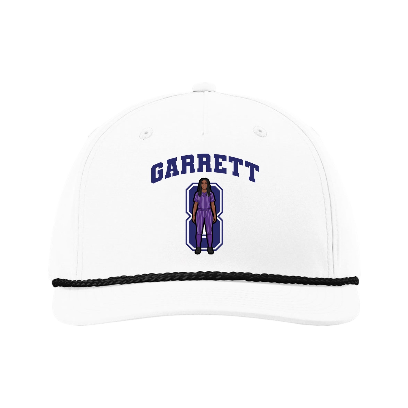 Five-Panel Classic Rope Cap — Number in White