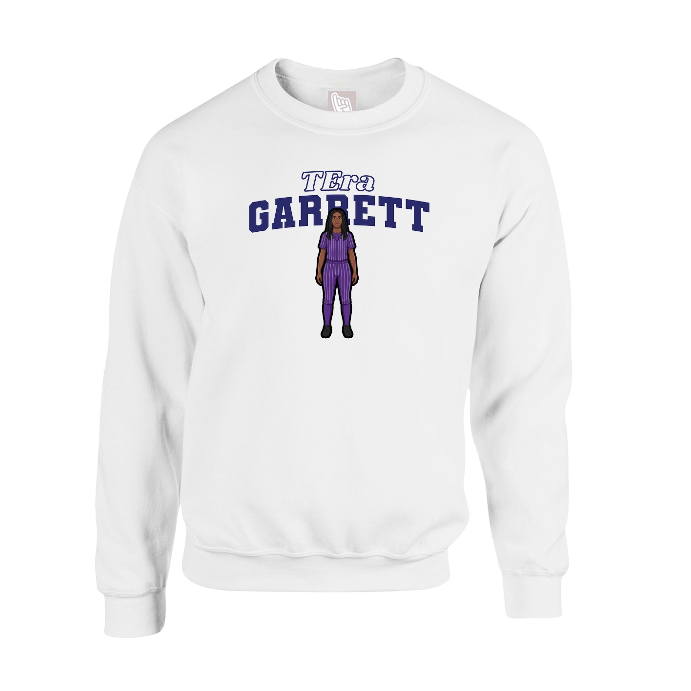 Fleece Crew — Name Arch in White