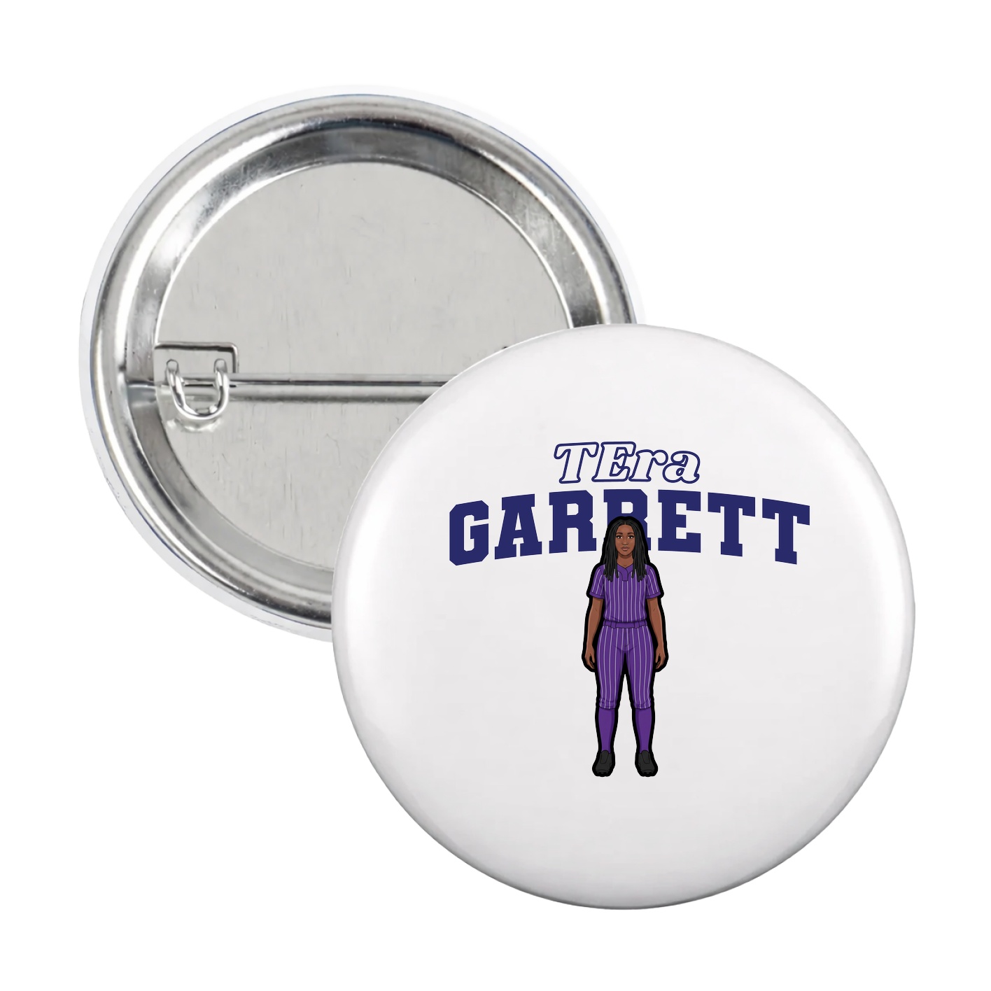 Game Day Button — Name Arch in White