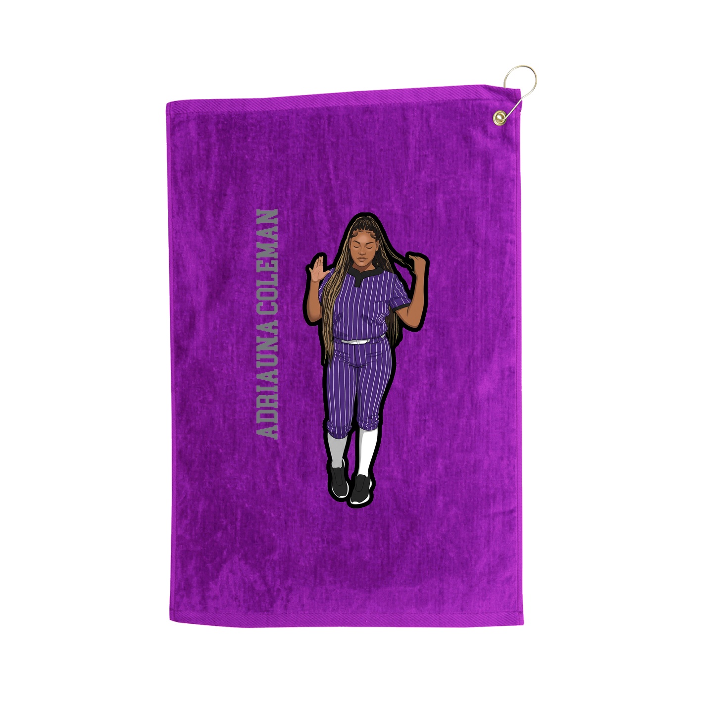 Golf Towel — Name Vertical in Purple