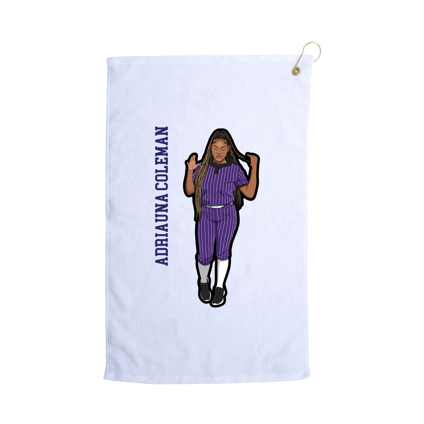 Golf Towel — Name Vertical in White