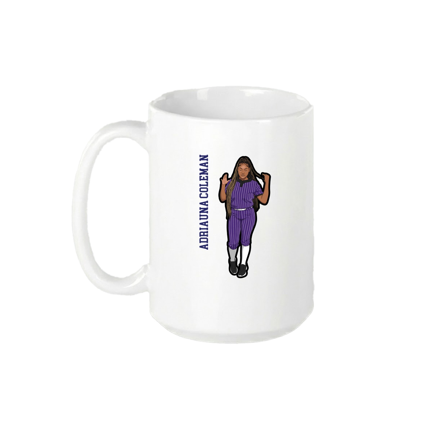 15oz Coffee Mug — Name Vertical in White