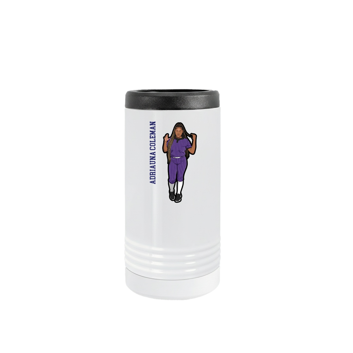 Slim Beverage Holder — Name Vertical in White