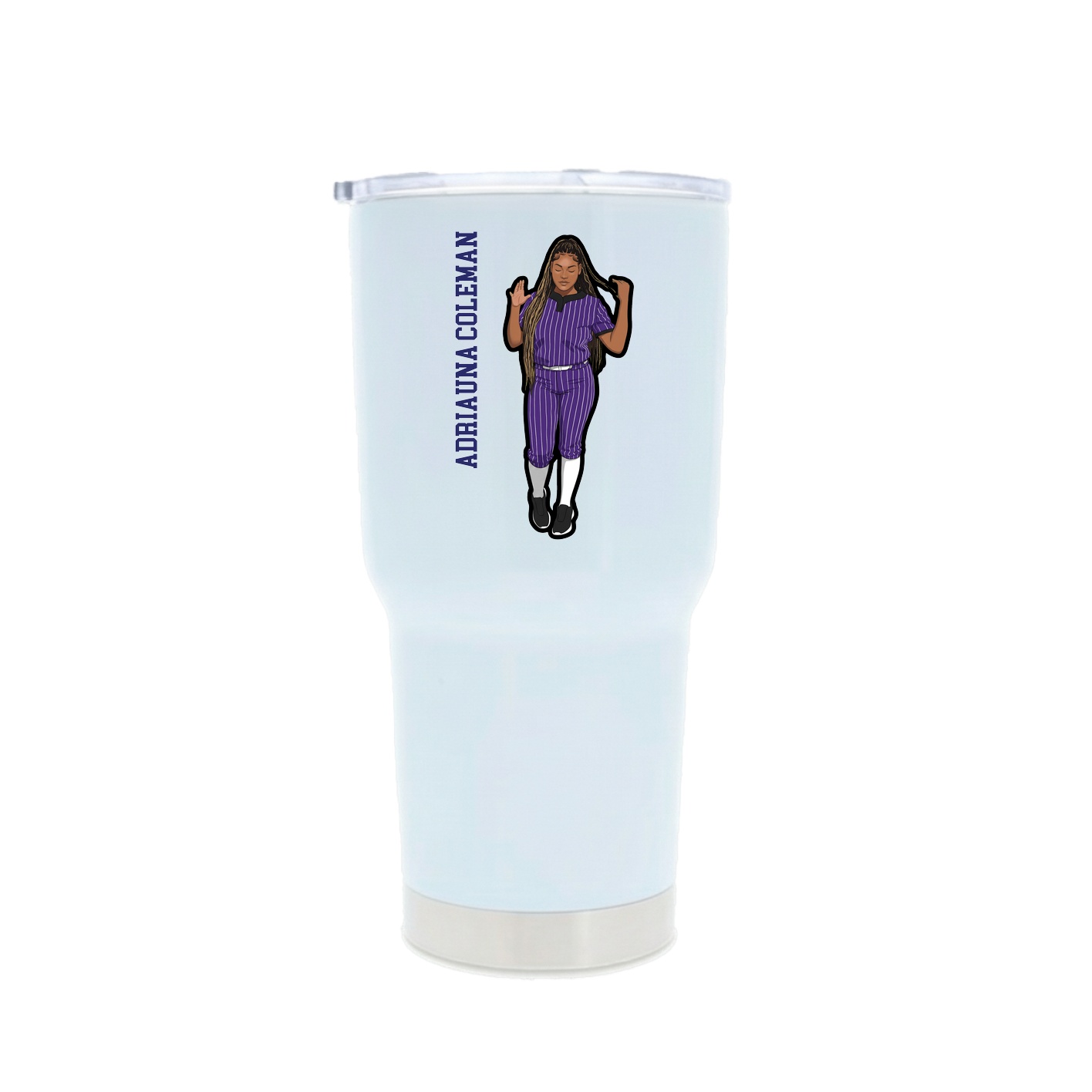 30oz Stainless Steel Tumbler — Name Vertical in White