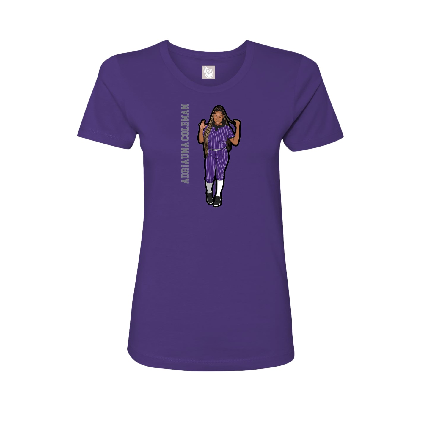 Fitted Women's Tee — Name Vertical in Purple
